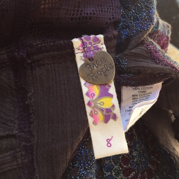 Free People camisole slit back/embroidered gauze feminine floral - Picture 8 of 8